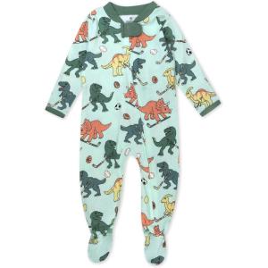 imageHonestBaby Unisex Baby Celebration Sleep ampamp Play Footed OnePiece Pajama Sleeper 100 Organic CottonDino Mite Athlete Eggs