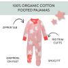 imageHonestBaby Baby Girls Classics NonSlip Footed Pajamas OnePiece Sleeper ZipFront Pjs 100 Organic CottonJumbo Star Pink