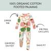 imageHonestBaby Baby Girls Classics NonSlip Footed Pajamas OnePiece Sleeper ZipFront Pjs 100 Organic CottonSlice O Apple