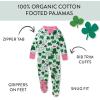 imageHonestBaby Baby Girls Classics NonSlip Footed Pajamas OnePiece Sleeper ZipFront Pjs 100 Organic CottonSt Pats Girl