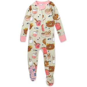 imageHonestBaby Baby Girls Classics NonSlip Footed Pajamas OnePiece Sleeper ZipFront Pjs 100 Organic CottonBeary Breakfast