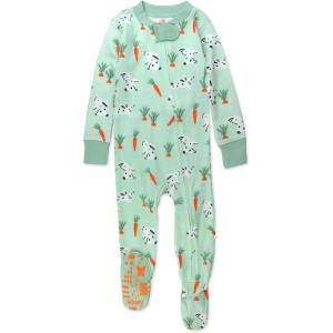 imageHonestBaby Baby Girls Classics NonSlip Footed Pajamas OnePiece Sleeper ZipFront Pjs 100 Organic CottonDalmatian Bunny