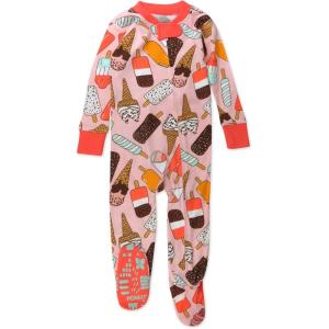 imageHonestBaby Baby Girls Classics NonSlip Footed Pajamas OnePiece Sleeper ZipFront Pjs 100 Organic CottonIce Cream Rose