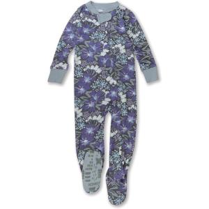 imageHonestBaby Baby Girls Classics NonSlip Footed Pajamas OnePiece Sleeper ZipFront Pjs 100 Organic CottonJumbo Floral Dusty Purple