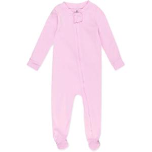 imageHonestBaby Baby Girls Classics NonSlip Footed Pajamas OnePiece Sleeper ZipFront Pjs 100 Organic CottonLilac
