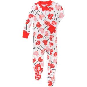 imageHonestBaby Baby Girls Classics NonSlip Footed Pajamas OnePiece Sleeper ZipFront Pjs 100 Organic CottonLolly Love