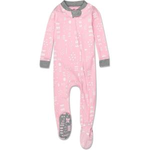 imageHonestBaby Baby Girls Classics NonSlip Footed Pajamas OnePiece Sleeper ZipFront Pjs 100 Organic CottonPattern Play Pink
