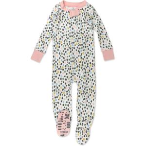 imageHonestBaby Baby Girls Classics NonSlip Footed Pajamas OnePiece Sleeper ZipFront Pjs 100 Organic CottonPebble Multi