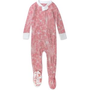 imageHonestBaby Baby Girls Classics NonSlip Footed Pajamas OnePiece Sleeper ZipFront Pjs 100 Organic CottonSketchy Floral Pink