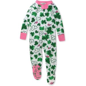 imageHonestBaby Baby Girls Classics NonSlip Footed Pajamas OnePiece Sleeper ZipFront Pjs 100 Organic CottonSt Pats Girl