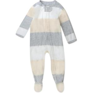 imageHonestBaby Baby Sleep and Play Footed Pajamas Onepiece Sleeper Jumpsuit Zipfront Pjs Organic CottonJumbo Stripe Natural