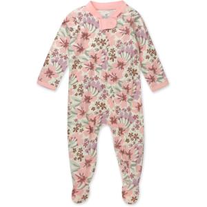 imageHonestBaby Baby Sleep and Play Footed Pajamas Onepiece Sleeper Jumpsuit Zipfront Pjs Organic CottonPainted Floral Pink