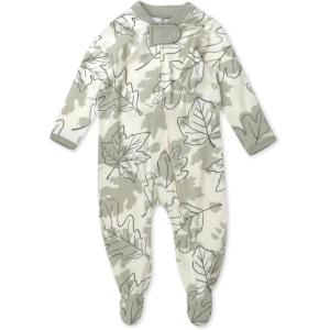 imageHonestBaby Baby Sleep and Play Footed Pajamas Onepiece Sleeper Jumpsuit Zipfront Pjs Organic CottonPaw Leaves