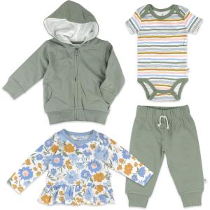 imageHonestBaby Multipack Gift Sets Mix Match Outfits 100 Organic Cotton4piece Painterly Floral Blue