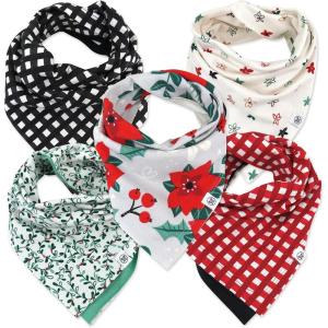 imageHonestBaby unisexbaby Multipack Reversible Bandana Drool Bibs Burpcloths Adjustable Snaps 100 Organic Cotton Legacy5pack Holiday Floral