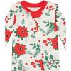 imageHonestBaby Baby Celebration NonSlip Footed Pajamas OnePiece Sleeper ZipFront Pjs 100 Organic Cotton2pack Holiday Floral