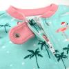 imageHonestBaby Baby Celebration NonSlip Footed Pajamas OnePiece Sleeper ZipFront Pjs 100 Organic Cotton2pack Santa Flamingo