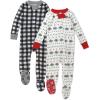 imageHonestBaby Baby Celebration NonSlip Footed Pajamas OnePiece Sleeper ZipFront Pjs 100 Organic Cotton2pack Fair Isle Ivory