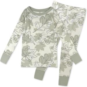 imageHonestBaby Baby Boys 2Piece Pajamas Sleepwear PJs 100 Organic Cotton for Infant Baby and Toddler Boy UnisexPaw Leaves