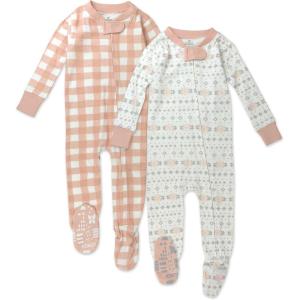 imageHonestBaby Baby Celebration NonSlip Footed Pajamas OnePiece Sleeper ZipFront Pjs 100 Organic Cotton2pack Fair Isle Ivory Pink