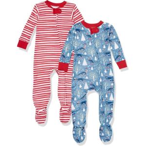 imageHonestBaby Baby Celebration NonSlip Footed Pajamas OnePiece Sleeper ZipFront Pjs 100 Organic Cotton2pack Roarin Rex