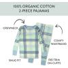 imageHonestBaby 2Piece Pajamas Sleepwear PJs 100 Organic Cotton for Infant Baby and Toddler BoySeersucker Plaid Cornflower
