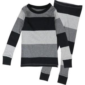 imageHonestBaby 2Piece Pajamas Sleepwear PJs 100 Organic Cotton for Infant Baby and Toddler BoyBold Stripe Gray Ombre