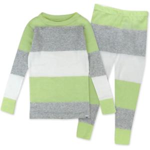 imageHonestBaby 2Piece Pajamas Sleepwear PJs 100 Organic Cotton for Infant Baby and Toddler BoyBold Stripe Sage