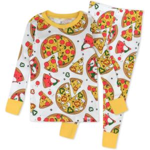imageHonestBaby 2Piece Pajamas Sleepwear PJs 100 Organic Cotton for Infant Baby and Toddler BoyPizza Party