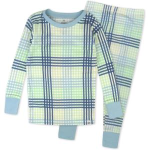 imageHonestBaby 2Piece Pajamas Sleepwear PJs 100 Organic Cotton for Infant Baby and Toddler BoySeersucker Plaid Cornflower