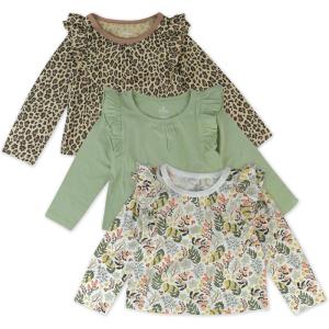 imageHonestBaby Girls 3 Pack Side Ruffle Top SetScottish Ivy