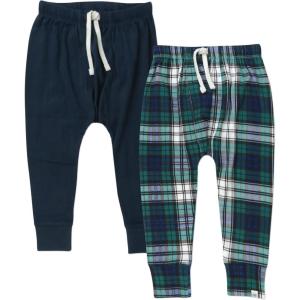 imageHonestBaby Multipack Honest Pants Joggers Pull on 100 Organic Cotton for Infant Baby and Toddler Boys Girls UnisexGordon Plaid