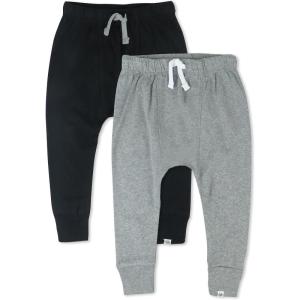 imageHonestBaby Multipack Honest Pants Joggers Pull on 100 Organic Cotton for Infant Baby and Toddler Boys Girls UnisexHeather Gray  Black