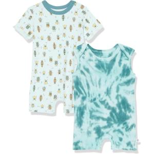 imageHonestBaby Multipack Short Romper Sets and Dresses 100 Organic Cotton for Infant Baby ToddlerBeetle Geo Green