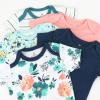 imageHonestBaby Organic Cotton Short Sleeve Bodysuits Multi Pack 5 Pack Dreamy Floral Aqua Blue 69 Months