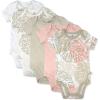 imageHonestBaby 5pack Short Sleeve Bodysuits Onepiece 100 Organic Cotton for Infant Baby Girls Pink Avocado Leaf Newborn