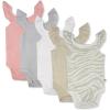 imageHonestBaby Baby Girls Short Sleeve OnePiece 100 Organic Cotton Bodysuits 5 PackLight Zanzibar Zebra