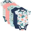 imageHonestBaby Organic Cotton Short Sleeve Bodysuits Multi Pack 5 Pack Dreamy Floral Aqua Blue 69 Months