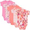 imageHonestbaby Baby Girls Organic Cotton Short Sleeve Bodysuits Multi Pack And Toddler TShirt Set 5 Pack Dreamy Floral Pink Peach 12 Months US