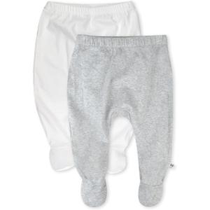 imageHonestBaby 2Pack Footed Pants Roomy Fit Pull on Bottoms 100 Organic Cotton for Infant Baby Boys Girls UnisexFog
