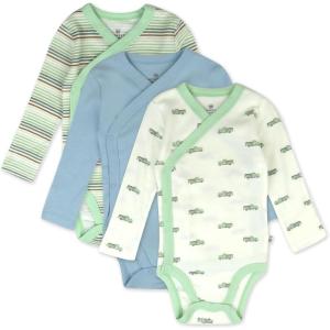 imageHonestBaby Baby Long Sleeve SideSnap Organic Cotton Kimono Bodysuits 3 PackRetro Ride Almond