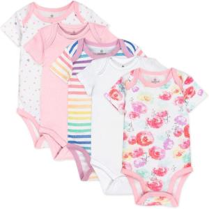 imageHonestbaby Organic Cotton Short Sleeve Bodysuits Multi Pack 5 Pack Rose Blossom 36 Months