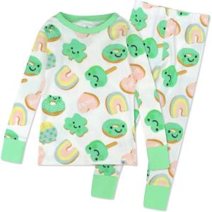 imageHonestBaby 2Piece Pajamas Sleepwear PJs 100 Organic Cotton for Infant Baby and Toddler Boys ampamp Girls UnisexShamrock Sweetness