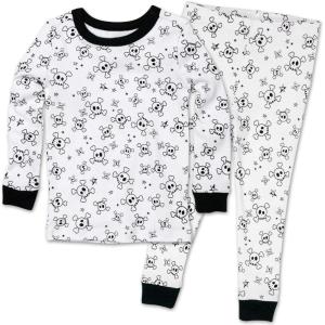 imageHonestBaby 2Piece Pajamas Sleepwear PJs 100 Organic Cotton for Infant Baby and Toddler Boys ampamp Girls UnisexTossed Skulls
