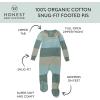 imageHonestBaby NonSlip Footed Pajamas OnePiece Sleeper ZipFront Pjs 100 Organic Cotton for Baby BoysJumbo Stripe Sage