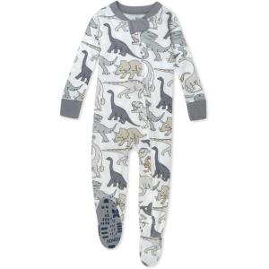imageHonestBaby NonSlip Footed Pajamas OnePiece Sleeper ZipFront Pjs 100 Organic Cotton for Baby BoysDino Mite
