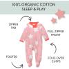 imageHonestBaby Celebration Sleep ampamp Play Footed OnePiece Pajama Sleeper 100 Organic CottonJumbo Star Pink