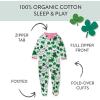 imageHonestBaby Celebration Sleep ampamp Play Footed OnePiece Pajama Sleeper 100 Organic CottonSt Paddys Girl