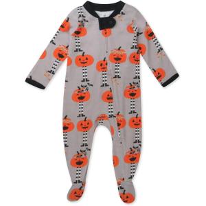 imageHonestBaby Celebration Sleep ampamp Play Footed OnePiece Pajama Sleeper 100 Organic CottonPippi Long Pumpkin
