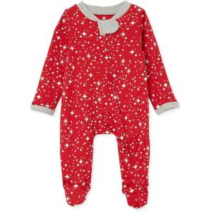 imageHonestBaby Celebration Sleep ampamp Play Footed OnePiece Pajama Sleeper 100 Organic CottonTwinkle Star Red